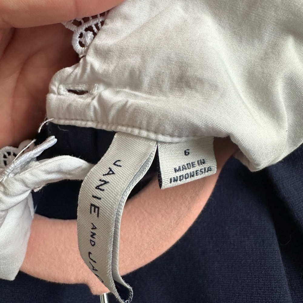 Janie and Jack Navy Blue Kids Dress with White Collar - Picture 2 of 2